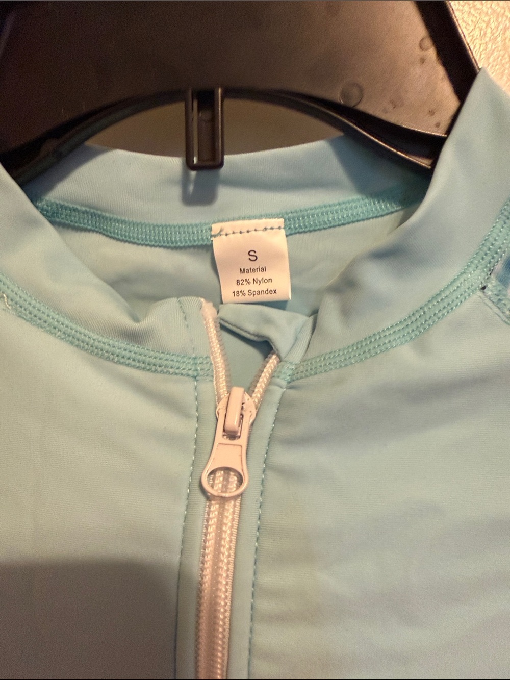 Women’s Long Sleeve One-Piece Rash Guard Swimsuit in Light Blue & Navy - Picture 5 of 7